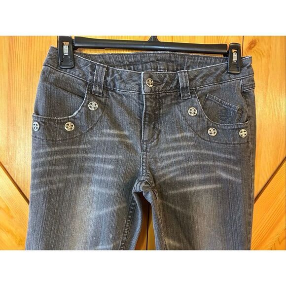 Harley-Davidson Women’s Distressed Bootcut Jeans Faded Black Size 8 (5474) - Picture 2 of 8